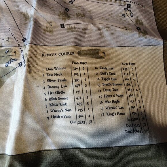 Silk Scarf , Vintage Gleneagles Hotel Golf Course Excellent Condition 30 x 30 - Picture 7 of 12